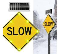 RoyceBee Señal Luminosa Autosuficiente para la Seguridad en Áreas Públicas - Dimensiones 60x 60 cm, Luz LED Intermitente, Certificación IP65 - para Centros Urbanos y Sitios en Construcción