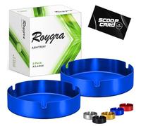 roygra Cenicero de metal, paquete de 2, color azul, tamaño XL (4.73 x 4.73 x 1.38 pulgadas)