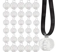 ROYHOO 60 colgantes de cuentas en espiral con cadenas chapadas en plata para hacer joyas y manualidades (8 mm, 14 mm, 20 mm, 25 mm)