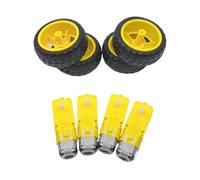 ROYIHOME 4 unids/Lote Motor de Engranaje TT de Doble Eje Rueda de neumático de plástico de Baja Velocidad 3V 5V 6V 7,4 V(4 x Motor 4 x Wheel)