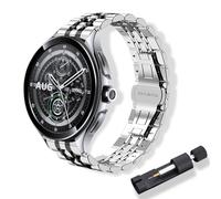 RoYiio Correa de Metal para Xiaomi Watch 2/2 Pro/S4/S3/S2 Correas Redmi Watch 5 Lite/Active Correa Acero Inoxidable para Garmin Venu 4 45mm/Venu 3/Forerunner 570 47mm/Forerunner 265 - Plata Negro