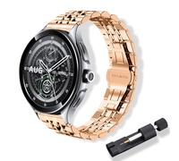 RoYiio Correa de Metal para Xiaomi Watch 2/2 Pro/S4/S3/S2 Correas Redmi Watch 5 Lite/Active Correa Acero Inoxidable para Garmin Venu 4 45mm/Venu 3/Forerunner 570 47mm/Forerunner 265 - Oro Rosa