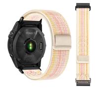 RoYiio Correa de reloj de nailon para Garmin Fēnix/Epix/Quatix/MARQ Series/Descent Series/D2 Series/Enduro/Tactix, cómoda y transpirable, correa deportiva de repuesto para QuickFit 26 mm, color rosa