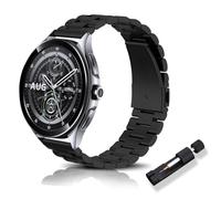 RoYiio Correa Metal para Xiaomi Watch S4/2/S3/2 Pro Correas Redmi Watch 5 Lite/Active Bellamente Pulida 22mm Acero Inoxidable Correa para Garmin Venu 4 45mm/Venu 3/Forerunner 570 47mm - Negro