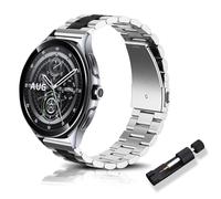 RoYiio Correa Metal para Xiaomi Watch S4/2/S3/2 Pro Correas Redmi Watch 5 Lite/Active Bellamente Pulida 22mm Acero Inoxidable Correa para Garmin Venu 4 45mm/Venu 3/Forerunner 570 47mm - Plata Negro