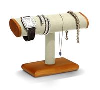 RoYiio Madera Reloj Titular, Soporte de Exhibición de Joyas Para Reloj Pulsera Collar, Soporte Para Reloj, Soporte En T, Soporte Para Joyas, Organizador De Correa - Lechoso