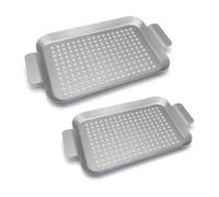 ROYJJ 2 piezas de sartenes para exteriores, bandeja para horno, bandeja de metal, accesorios de parrilla, bandeja duradera para asar al aire libre