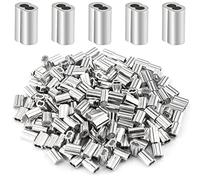 ROYJJ 200 fundas de crimpado de aluminio para cuerda de alambre de 1,5 y conexión de cable para trabajadores de la construcción, anillo de crimpado de cuerda de alambre