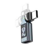 ROYJJ Adaptador USB C a USB C con carga rápida de 240 W y pantalla digital giratoria para laptop, teléfono y tableta