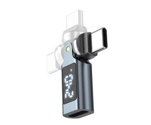 ROYJJ Adaptador USB C a USB C con carga rápida de 240 W y pantalla digital giratoria para laptop, teléfono y tableta