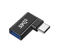 ROYJJ Adaptador USB C a USB de ángulo de 90 grados, conector de carga rápida, enchufes y reproducciones, convertidor de carga USB, aluminio y PVC para Trave