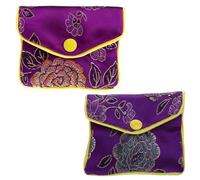 ROYJJ Bolsas enrollables de brocado de seda para joyas, monedero, bolsa bordada de chocolate para bodas y fiestas