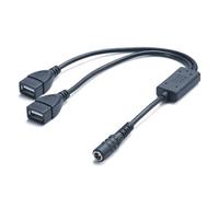 ROYJJ Cable de alimentación convertidor convertidor de 5,5 x 2,1 mm hembra a doble USB hembra para múltiples dispositivos de carga de teléfonos y tabletas