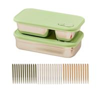 ROYJJ Caja apilable de acero inoxidable 304 a prueba de fugas para ensalada de frutas, contenedor de alimentos con sello de silicona para comer, almuerzo, portátil, camping