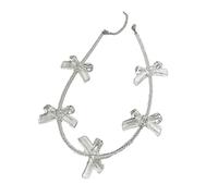 ROYJJ Collar con lazo para niña, delicado acrílico, cadena para el cuello, joyería Y2K, piezas de joyería para un aspecto dulce y elegante, collar de clavícula, talla única, como se describe, como se