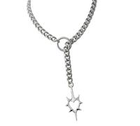 ROYJJ Collar de cadena gótico punk con forma de corazón y espina en O ajustable, accesorio de acero inoxidable para mujeres y hombres