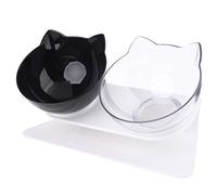 ROYJJ Cuencos dobles inclinados elevados con protección para el cuello, antivómitos, 15 grados, inclinados, de plástico, con soporte, suministros para mascotas