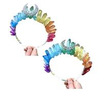 ROYJJ Diadema multicolor con diseño de arco iris de metal, diseño de luna envejecida, multicolor