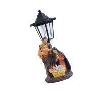 ROYJJ Estatua de resinas de belén con luz solar para decoración de jardín al aire libre, hecha a mano, adorno de la Sagrada Familia
