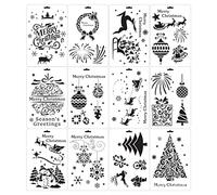ROYJJ Juego de 12 plantillas multiusos para pintura de Navidad, PET, antiarañazos, lavables