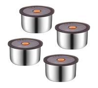 ROYJJ Juego de 4 recipientes de acero inoxidable para preparación de alimentos con tapa de silicona a prueba de fugas, adecuados para comer en caja de aperitivos portátil de viaje