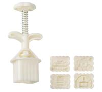 ROYJJ Juego de moldes para tartas de luna con 4 patrones únicos de 25/50 g para tartas y fondant para hacer pasteles de judías verdes, utensilios seguros para hornear