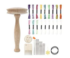 ROYJJ Juego profesional de hongos para zurcir, calcetines portátiles para reparación de ropa, bufanda ligera con aguja de hilo, cuerda elástica, hongo con aguja para suministros, herramienta de madera
