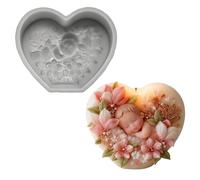 ROYJJ Molde de silicona con forma de corazón y flor para hacer velas, jabón, caramelos, materiales de grado alimenticio fáciles de desmoldar