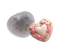 ROYJJ Molde de silicona con forma de corazón y flores, ideal para hacer velas, yesos y proyectos de jabón en el hogar