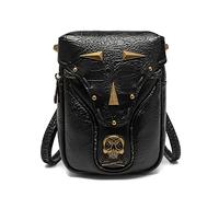 ROYJJ Riñonera de hombro a juego para mujer, diseño de calavera punk, motocicleta, piel sintética, bolso gótico, cruzado, gótico, bolso cruzado para teléfono celular, bolso para mujer, calavera