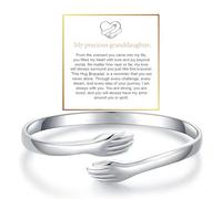ROYNRAU Pulsera de abrazo para nieta, pulsera de abuela con texto en inglés "To My Granddaughter From Grandmother Come to My Arm", brazalete ajustable que no se deslustra, regalo de joyería para