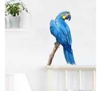 RoyoLam Calcomanías de pared de guacamayo azul, calcomanías de vinilo extraíbles para guardería, sala de estar y sala de juegos de niños, decoración de pájaros en acuarela, arte de pared