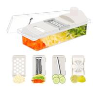 Royomal 5-en-1 Multifuncional Cortador de Verdura Manual, Mandolina de Cocina Profesional, Cortador de Verdura Ralladores de Cocina, Cuchillas de Acero Inoxidable, Patatas Pepinos Frutas