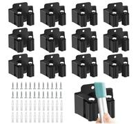 Royouzi 12 unidades de soportes para escobas de pared, soporte para escobas de pared, soporte de pared, soporte para dispositivos, barra de ganchos colgador para herramientas de jardín y escobas