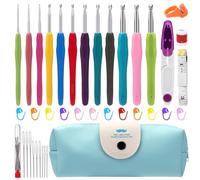 Royouzi 40 Ganchillo Set 11 Piezas Agujas de Tejer Kit 11 Tamaños Ganchillo Set, 2.0mm-8.0mm ErgonóMico Crochet Hook Set con Estuche, Crochet Set para Principiantes, Regalo para Mujer