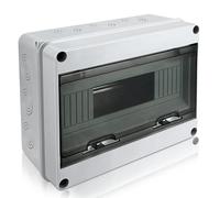 Royouzi Caja de distribución para montaje en superficie, IP65 caja de fusibles, 1 fila, distribuidor superficial, subdistribución con pinzas de latón para jardín o exteriores, villas, columnas de