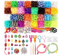 Royouzi Gomas Para Hacer Pulseras, 2800+ DIY Loom Bandas Conjunto, Kit 30 Colores Gomas Elásticas Plásticas, Hacer Anillos y Collares de Bricolaje Manualidades Juguete