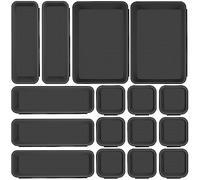 Royouzi Juego de 16 cajones organizadores para cajones, caja de almacenamiento, sistema de separación de una sola pieza, utensilios de cocina, escritorio (antracita)