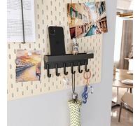 Royouzi Tablero Para Llaves Con Estante Y 6 Ganchos, Soporte Para Llaves Sin Taladrar, Montaje En Pared, Tablero De Llaves Autoadhesivo Con MagnéTico En La Entrada, Estante Para Llaves Para Colgar