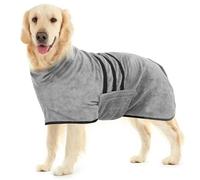 ROYUEXT Abrigo de Secado para Perros, Bata de baño Grande para Mascotas, súper Absorbente, Toallas Ajustables para Perro, Toalla de Microfibra con Correa Ajustable, Cinta mágica, para secar Perros