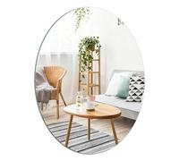 ROYUEXT Espejo de Cristal Ovalado Autoadhesivo sin Marco, Espejo de Pared de Cristal HD para baño, Dormitorio, Puertas de Ardrobe, Gimnasio, probador (50 x 40 cm)