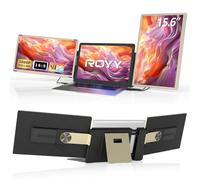 ROYY Extensor de pantalla para portátil triple monitor - Monitor portátil desmontable de 15.6 pulgadas, 120% sRGB FHD 1080P IPS 235 grados de rotación de pantalla adicional compatible con Mac Wins Dex