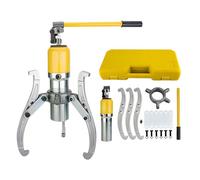 Royyalpa Juego de extractores hidráulicos 20T con maletín, extractor de bujes de rueda, extractor de engranajes hidráulico para volante, rodamientos, poleas, carrera de 195 mm, acero 40Cr, manual