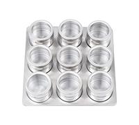 Royyalpa Tarros de especias magnéticos de acero inoxidable, 9 unidades de tarros de especias de acero inoxidable, tarros de especias magnéticos para cocinas, restaurantes, oficinas