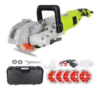 Rozadora Eléctrica, Máquina De Corte De Ranuras 4000W Con 5 Discos, Profundidad Y Ancho Ajustables, 7500 rpm Para Mármol Ladrillo Pared Suelo green