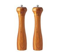 Rozhuhro Juego de molinillos manuales de sal y pimienta de madera, juego de saleros y pimenteros recargables de madera acacia con mecanismo de molienda de cerámica ajustable,10 inches
