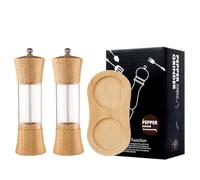 Rozhuhro Juego de molinillos manuales de Sal y Pimienta Madera, molinillos Recargables de 15 cm, Mecanismo de molienda de cerámica Ajustable, Paquete de 2 molinillos de Sal y Pimienta,Wood Color,B