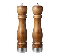Rozhuhro Juego de molinillos sal y pimienta manuales de madera, molinillos de especias recargables de madera roble, juego 2 molinillos sal y pimienta con mecanismo cerámico ajustable,10 inches