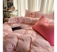 Rozhuhro Juegos De Cama Completos De 4 Piezas Juego Funda Nórdica Algodón 100% Puro Lujo Primera Calidad Fundas Edredón Reversibles Color Sólido Simple Y Transpirable Súper Suave,Rosado,Twin XL