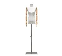 Rozhuhro Maniquí de Mujer Ajustable Busto, Maniquí Torso Femenino para Exhibición de Escaparate, Square Plate, Madera/ Negro